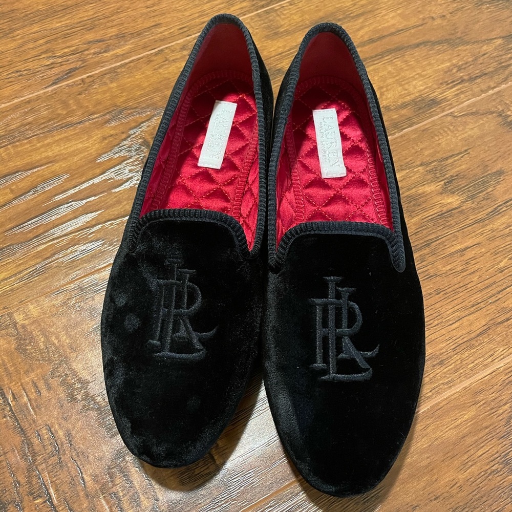 Ralph Lauren velvet black shoes.